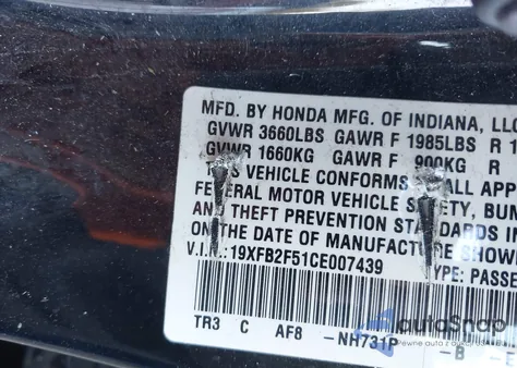 2012 Honda Civic Lx from USA, damaged, VIN 19XFB2F51CE007439